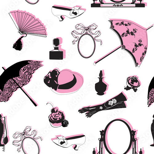 Seamless background with retro objects