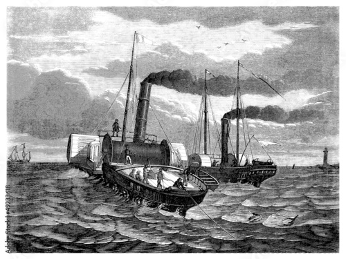 Laying Transatlantic Cable under Water - 19th century