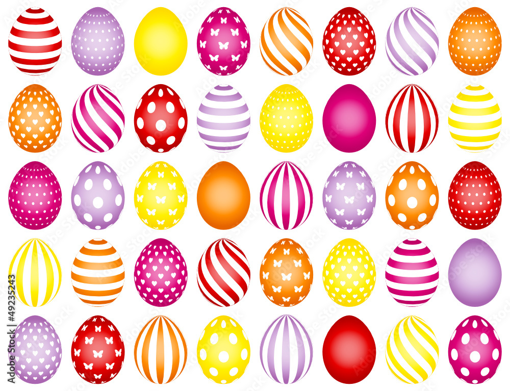 40 Easter Eggs Pattern Colour Purple