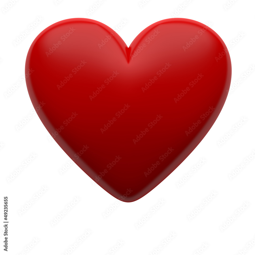 Red 3D heart isolated with clipping path