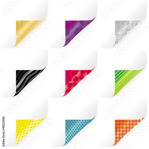 Set mit 9 bunten Papierecken