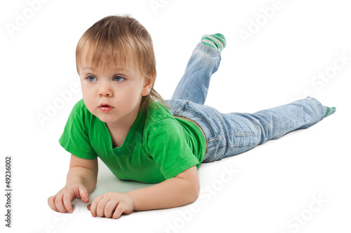Little boy laying on the floor