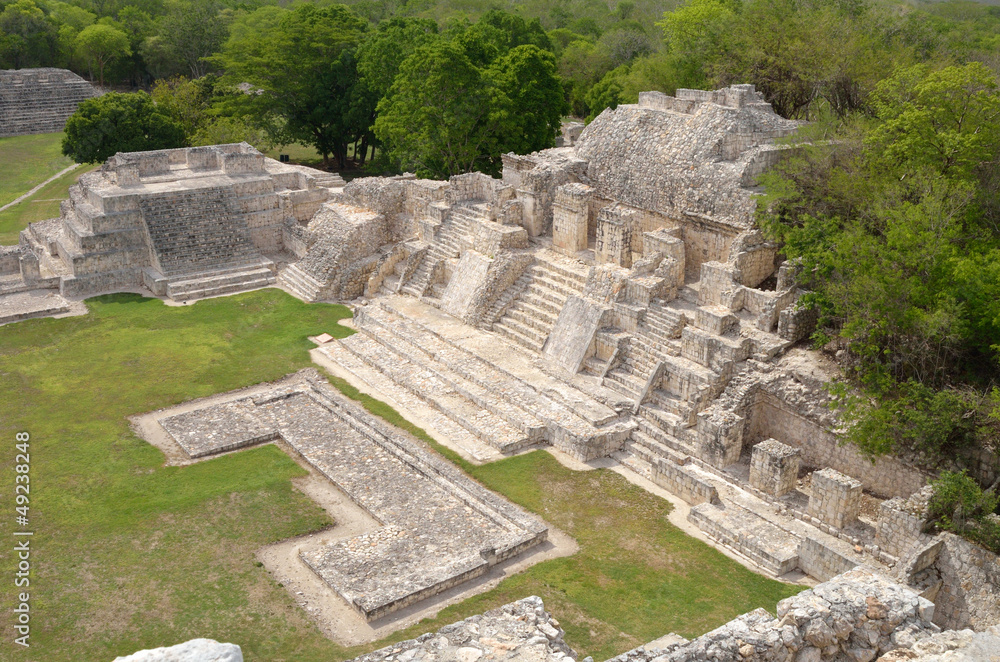 View of the Mayan pyramid Edzna. Yucatan, Campeche,