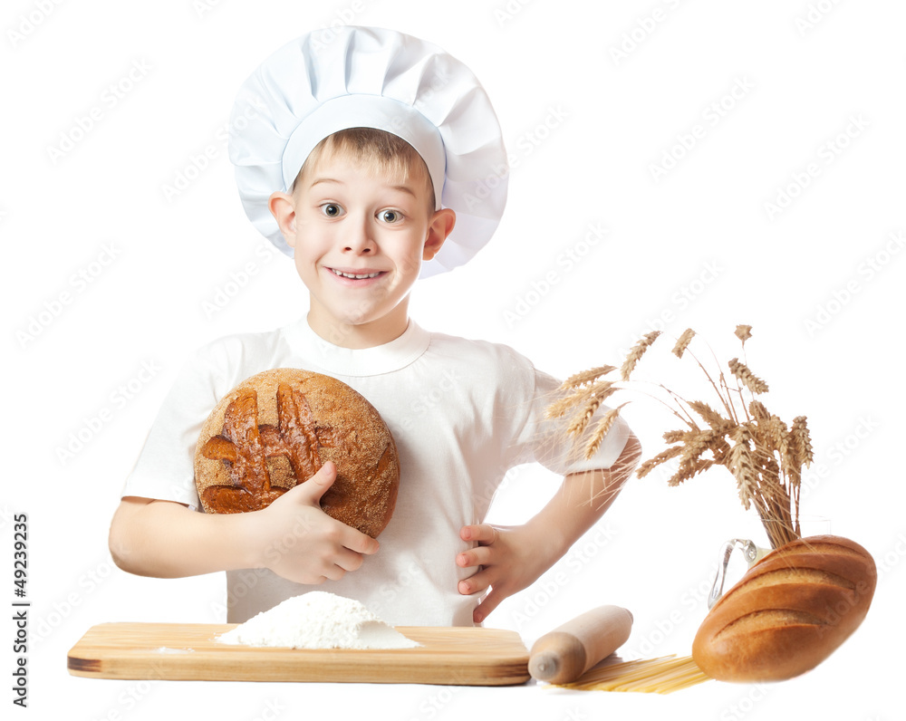 cheerful scullion boy with a loaf of rye bread cheerful scullion boy with a loaf of rye bread