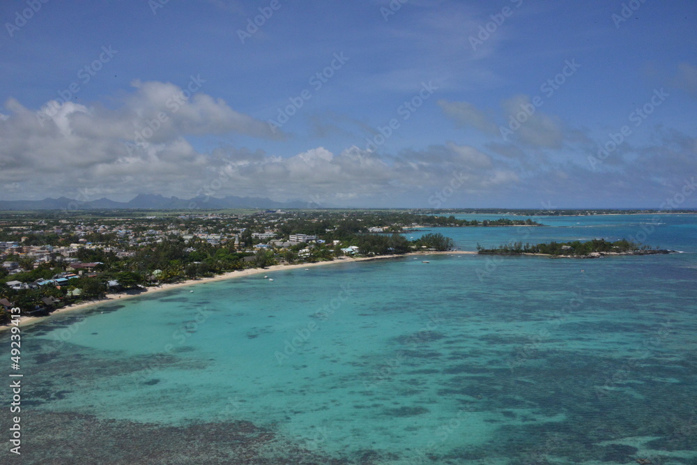 Aerial pictures of the Coastline of Mauritius along the North East of the Island.