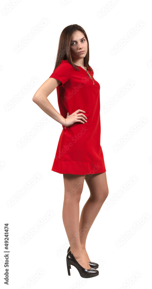Attractive Young Woman in Red Dress Attractive Young Woman in Red Dress