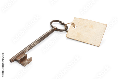 Rusty Key With Message Label