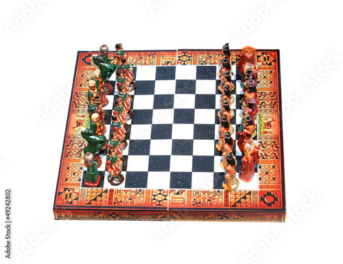 Colorful antique chess board isolated