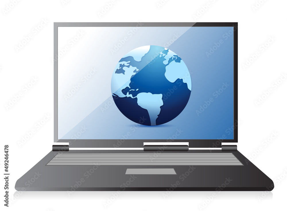 Modern laptop with world wide web internet icon Modern laptop with world wide web internet icon