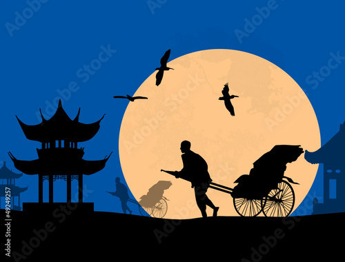 Chinese rickshaw in old Beijing