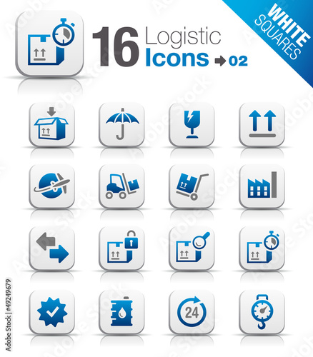 White Squares - Logistic and Shipping icons