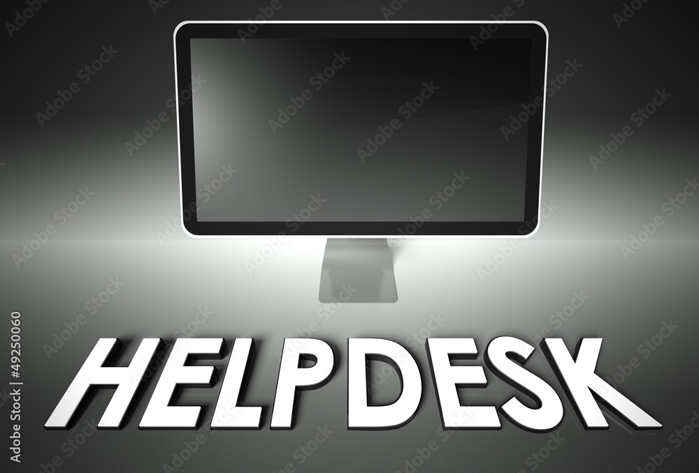 Computer blank screen with word Helpdesk Computer blank screen with word Helpdesk
