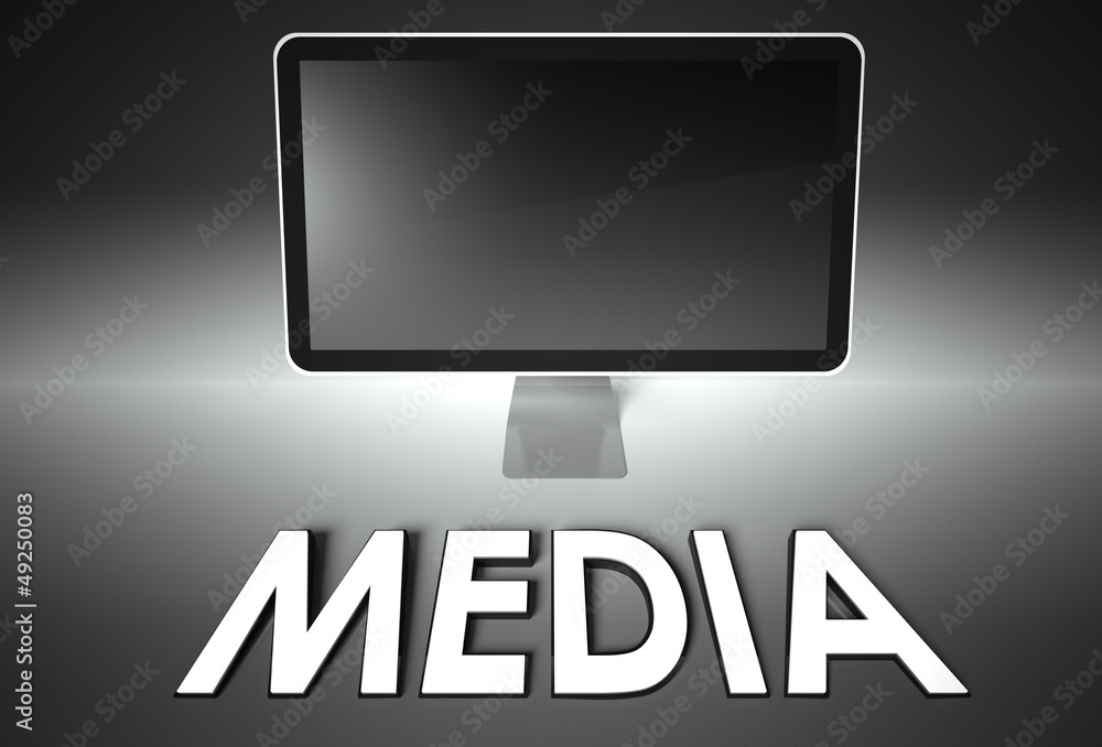 Computer blank screen with word Media Computer blank screen with word Media