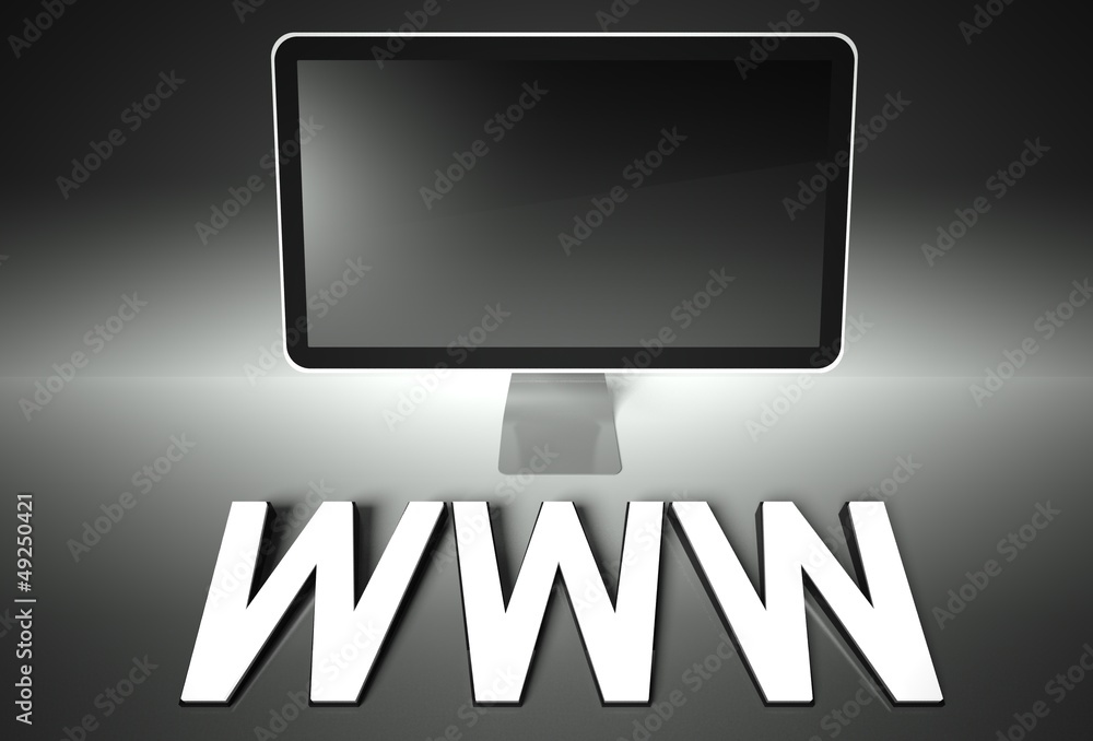 Computer blank screen with word WWW Computer blank screen with word WWW