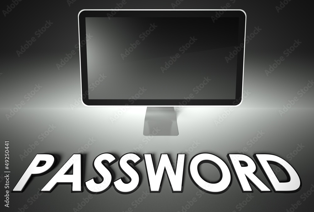 Computer blank screen with word Password Computer blank screen with word Password