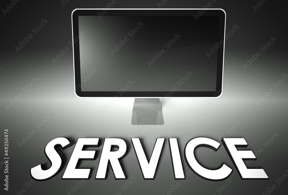 Computer blank screen with word Service Computer blank screen with word Service