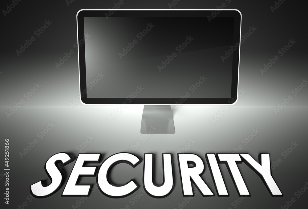 Computer blank screen with word Security Computer blank screen with word Security
