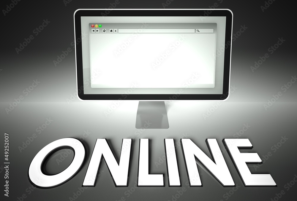Computer and web browser with Online, Network Computer and web browser with Online, Network