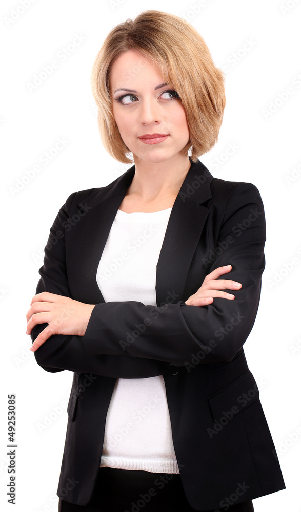 Young beautiful business woman isolated on white Young beautiful business woman isolated on white