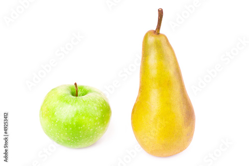 Fresh green apple and a pear
