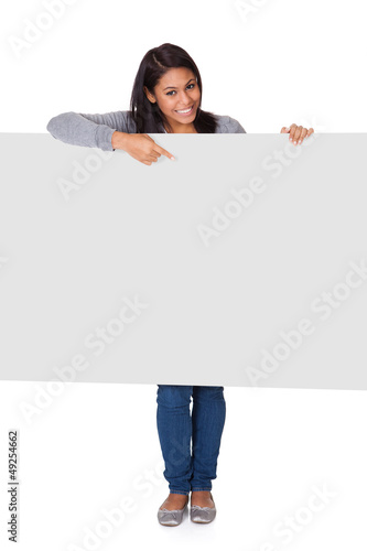 Young Woman Holding Placard