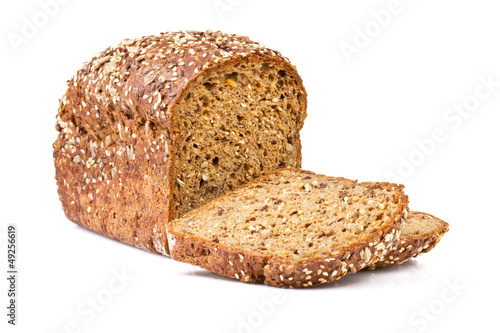 Fotografia whole grain bread isolated on white background