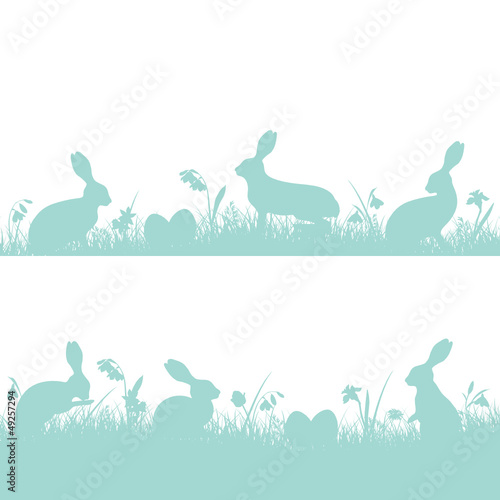 Easter Background Header Meadow Bunny Retro