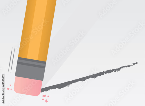 Pencil close up erasing a line