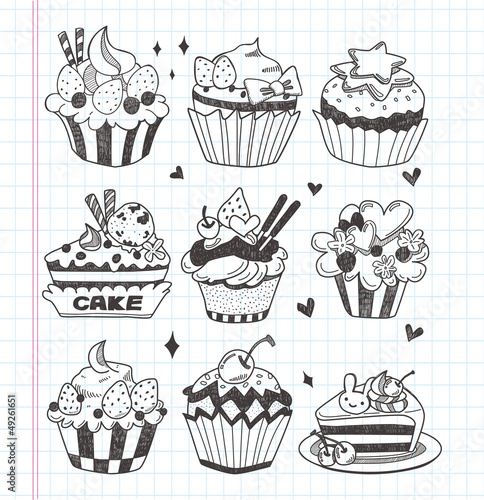 doodle cupcake set