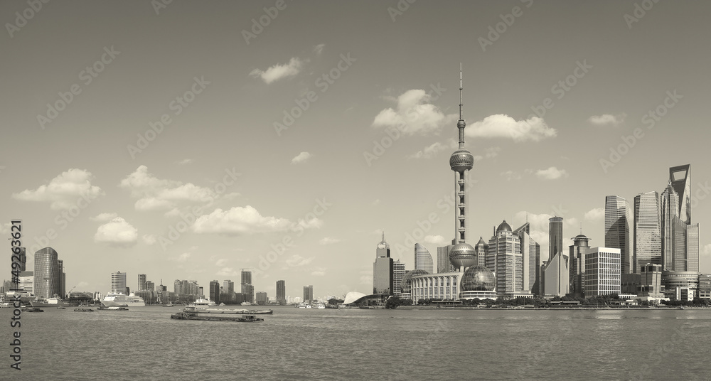 Obraz premium Lujiazui Finance&Trade Zone of Shanghai skyline at city landscap