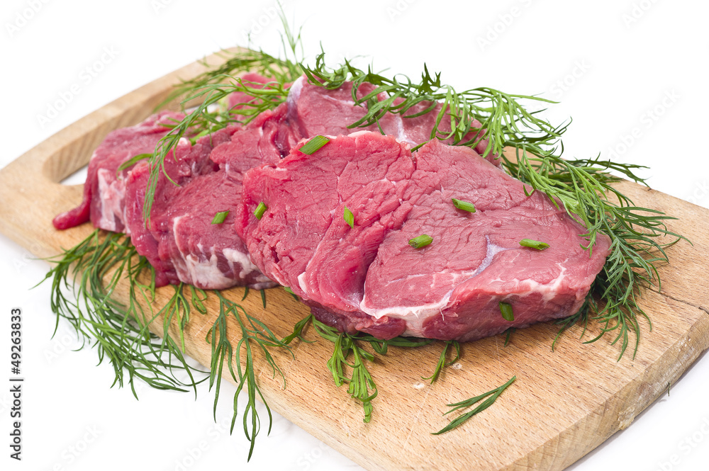 Raw beef with  green chinese onion
