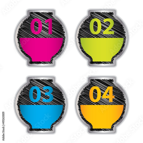 set of four vector labels with sketch design