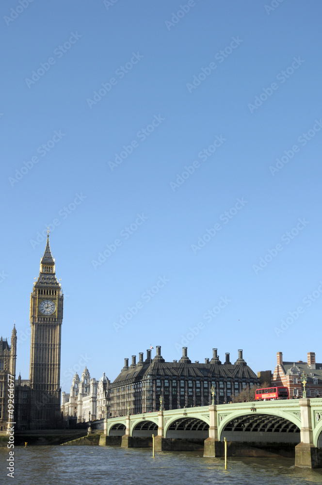 Fototapeta premium Big Ben, Westminster Bridge and River Thames