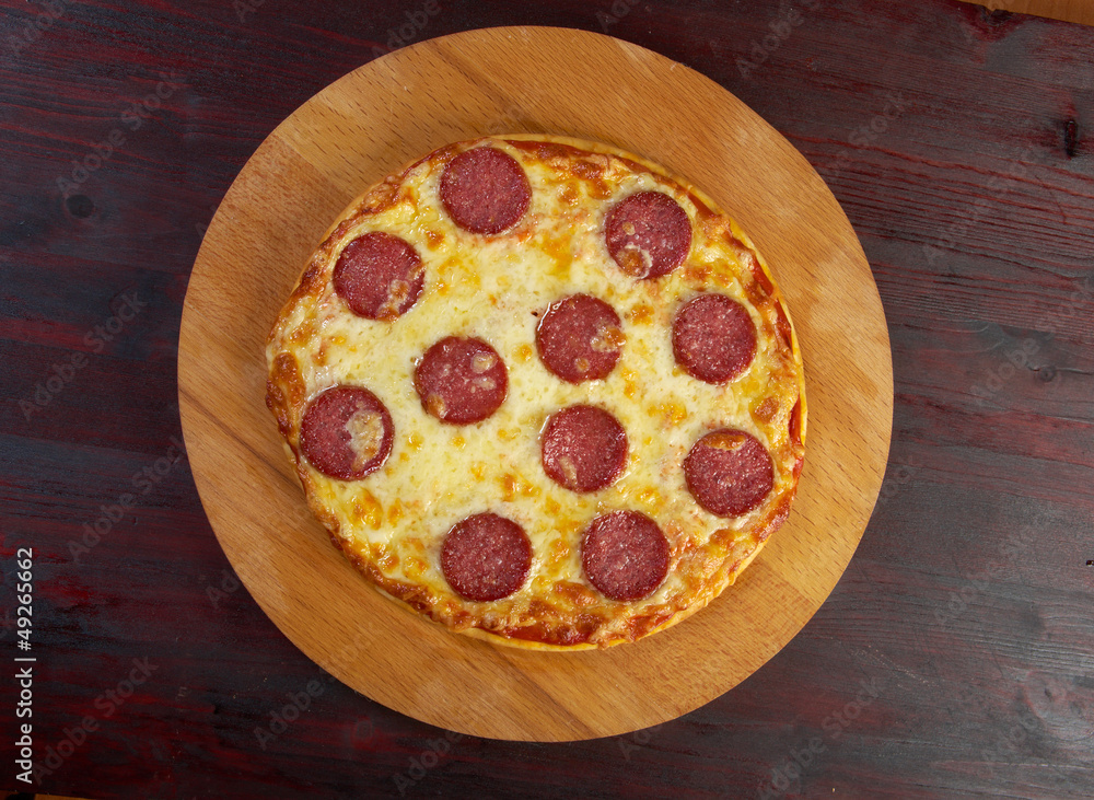 homemade pizza Pepperoni.Closeup homemade pizza Pepperoni.Closeup