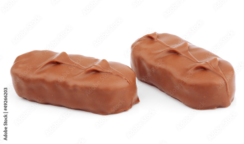 Closeup of chocolate bar isolated on white Closeup of chocolate bar isolated on white