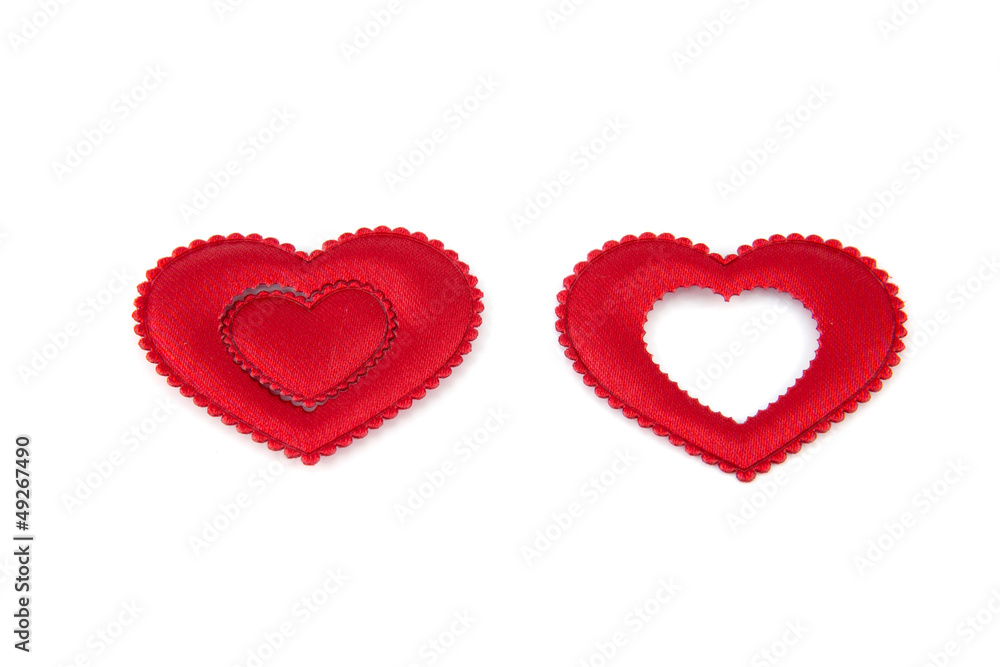 two hearts together, isolated on white background two hearts together, isolated on white background