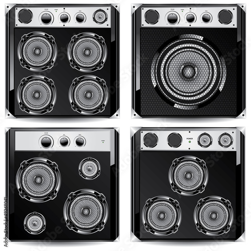 Loudspeaker acoustic system. Isolated on white background