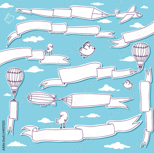 Hand-Drawn Doodle Banners and Ribbons