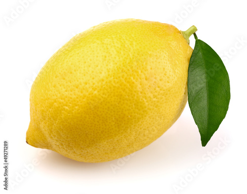 Ripe lemon with leaf