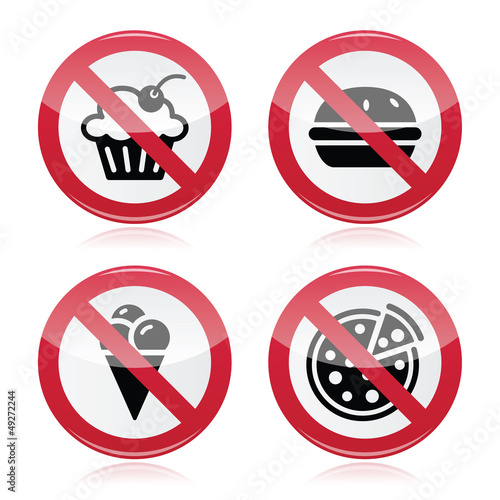 No fast food, no sweets warning red sign
