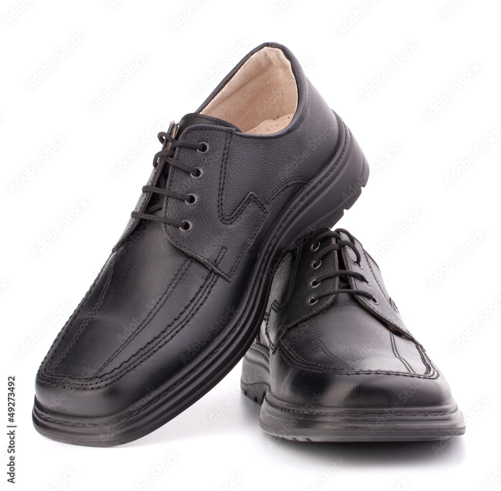 Black glossy man’s shoes with shoelaces Black glossy man’s shoes with shoelaces