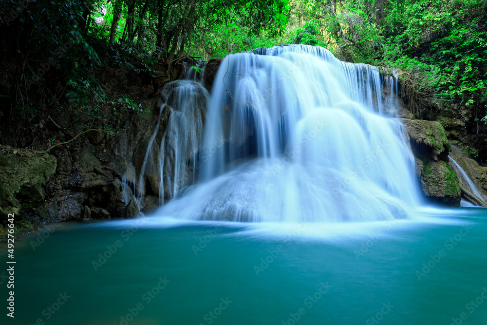 Waterfall in tropical forest, west of Thailand