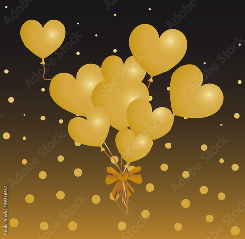 Bouquet Ballons Coeurs Or