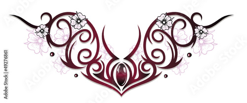 Ranke, Blumen. Tribal, Tattoo, Kirschblüten