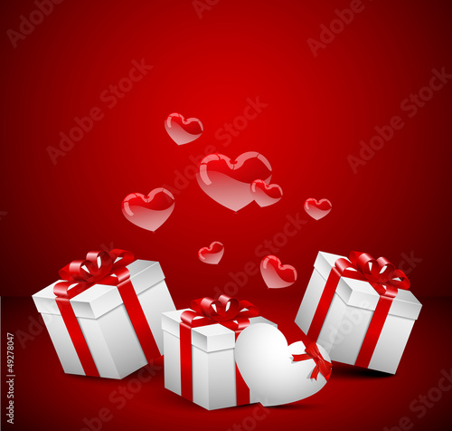 Paper heart with presents and ballons
