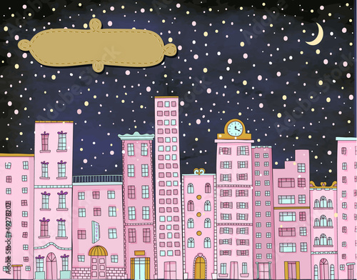 Winter City - Cityscape against the snowy backdrop