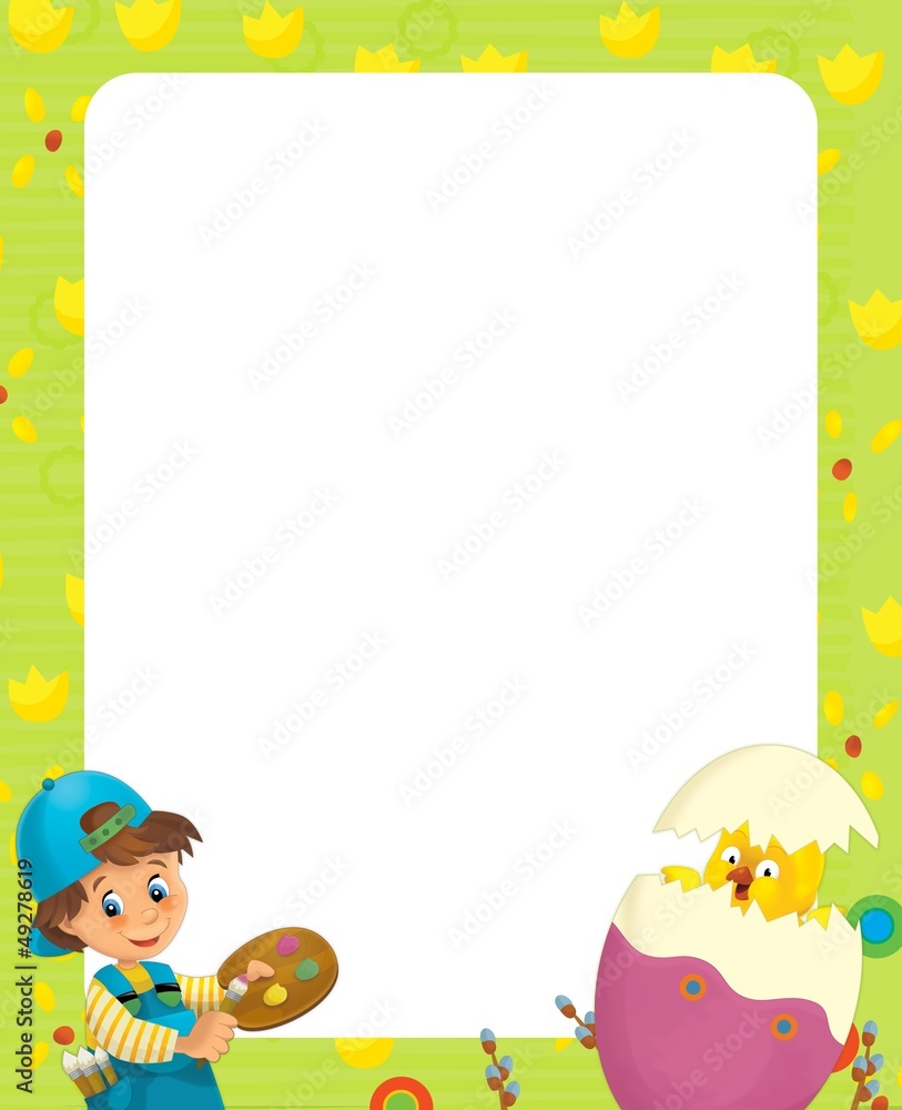 The happy easter frame - illustration for the children The happy easter frame - illustration for the children
