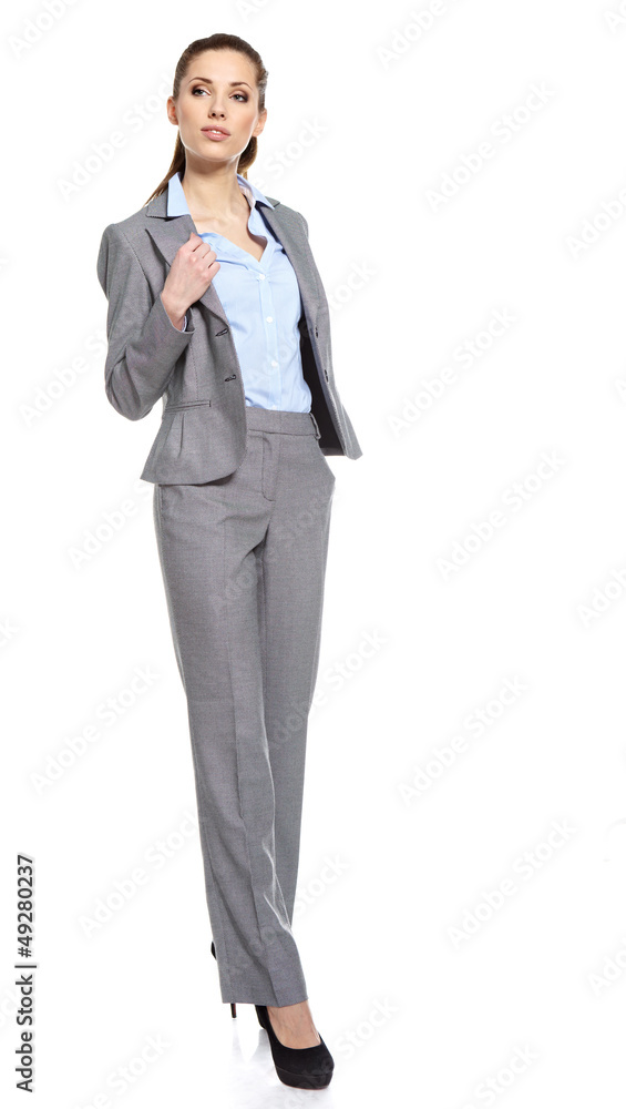 young businesswoman standing on a white background young businesswoman standing on a white background