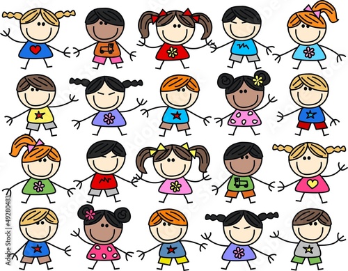 mixed ethnic children background seamless
