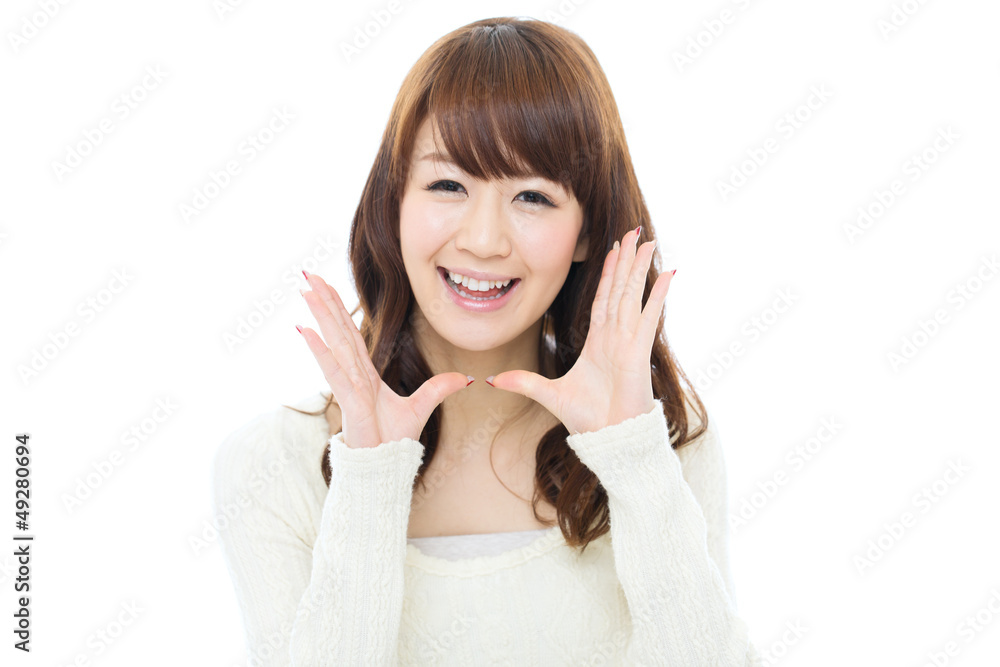 Beautiful asian woman relaxing on white background Beautiful asian woman relaxing on white background